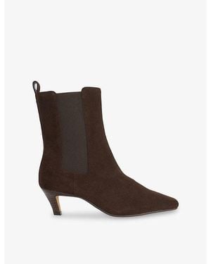Dune Odele Wide-Fit Heeled Suede Ankle Boots - Brown