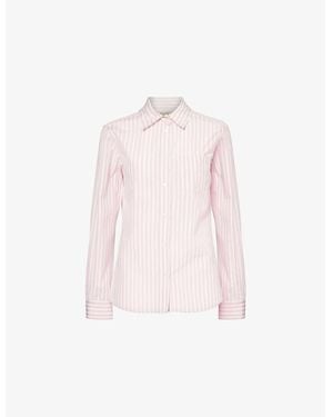 Weekend by Maxmara Bahamas Striped Long-Sleeve Cotton-Poplin Shirt - Pink