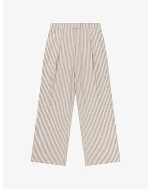 OMNES Striped Wide-Leg Linen-Blend Trousers - White