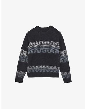 Reiss Lennox Fairisle Stretch Wool And Alpaca-Blend Jumper - Blue