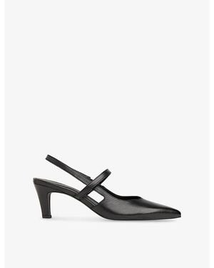 Whistles Cecily Pointed-Toe Leather Heeled Slingbacks - Black