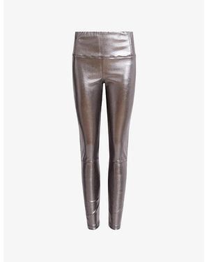 AllSaints Cora Skinny-Leg High-Rise Faux-Leather Leggings - Gray