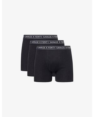 Savage x Fenty Classics Pack Of Three Stretch-Cotton Boxer Briefs - Blue