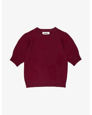 Ro&zo Short-Sleeve Cashmere Knit Sweater - Red