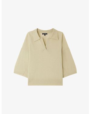 Soeur Elton Polo-Collar Short-Sleeve Wool Sweater - Natural