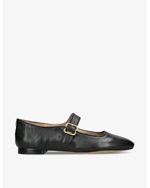 Sam Edelman Michaela Square-Toe Leather Ballet Flats - Black