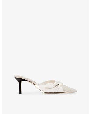 Jimmy Choo Livi 65 Bow Canvas Mules - White