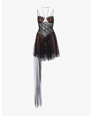 Nensi Dojaka Shoulder-Straps Bra Woven Mini Dress - Black
