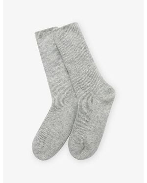 The White Company Ribbed Cashmere Bed Socks - Grey