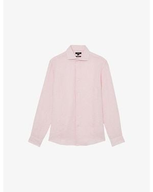 Reiss Ruban Cutaway-Collar Linen Shirt - Pink