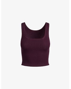 Skims Scoop-Neck Ribbed Stretch-Cotton Tank Top - Purple