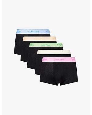 Calvin Klein Icon Pride Low-Rise Pack Of Five Cotton-Stretch Trunks - Black