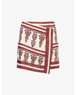 Johanna Ortiz Roots Wrap Linen Mini Skirt - Red