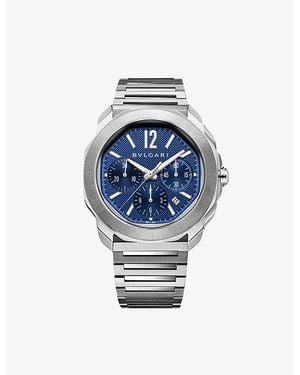 BVLGARI Octo Roma Chronograph Stainless-Steel Automatic Watch - Blue