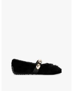 Steve Madden Toasted Faux-Fur Ballet Flats - Black