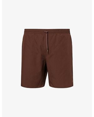 Now You Live Gumley Logo-Print Shell Shorts - Brown