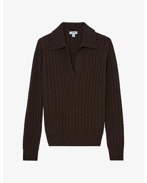 Reiss Millie Cable-Knit Wool-Blend Jumper - Black