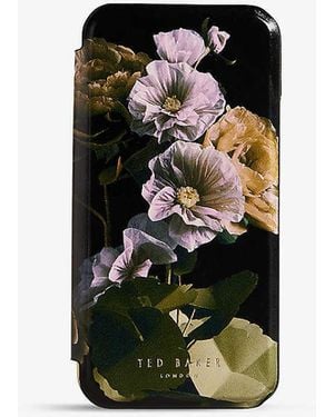Ted Baker Gladias Floral-print Mirrored Iphone 12 And 12 Pro Phone Case - Black