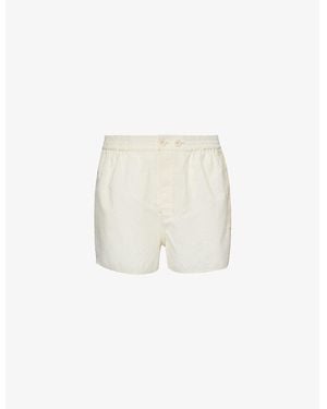 Hay Outline Relaxed-Fit Mid-Rise Cotton Pajama Shorts - White