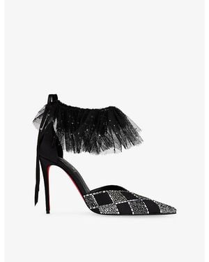 Christian Louboutin Doria Offenbee 100 Crepe-Satin And Tulle Heeled Sandals - Black