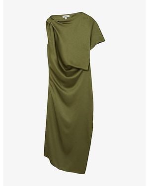 Reiss Kenzie Draped Satin Midi Dress - Green