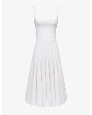 House Of Cb Vionne Pleated Stretch-Cotton Midi Dress - White