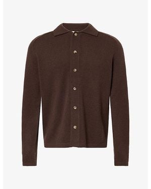 Soft Goat Button-Through Cashmere Cardigan - Brown
