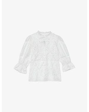 Reiss Demi Sheer-Lace Woven Shirt - White