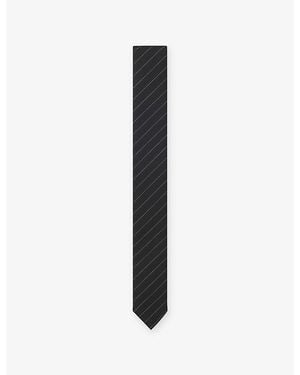 HUGO Stripe-Pattern Silk-Jacquard Tie - Black