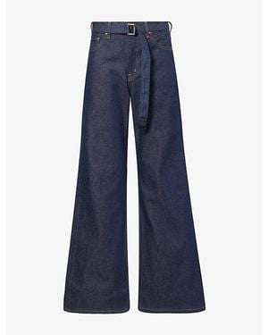 Sacai X Levi`S Belted Flared Denim Jeans - Blue