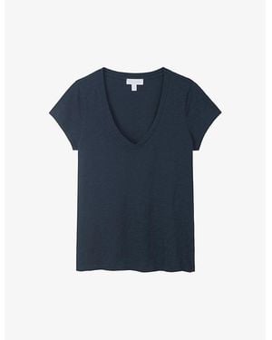 The White Company V-Neck Relaxed-Fit Cotton T-Shirt - Blue
