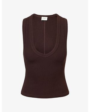 Dissh Yasmin Plunge-Neck Cotton-Blend Tank Top - Brown