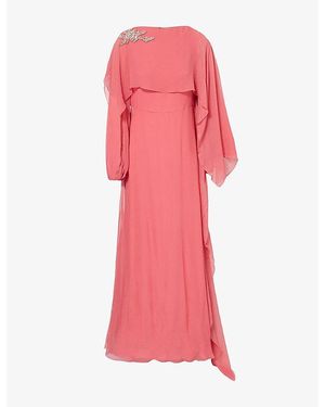 Erdem Crystal-Embellished Draped Silk Maxi Dress - Pink