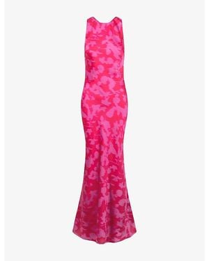 OMNES Jai Floral-Print Satin Maxi Dress - Pink