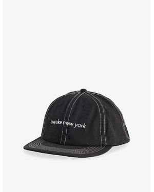AWAKE NY Logo-Embroidered Contrast-Stitch Cotton-Canvas Baseball Cap - Black