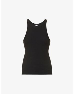 TOTEME Ribbed Cotton-Blend Tank Top - Black