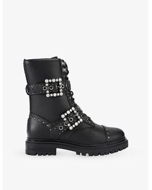 KG by Kurt Geiger Tank Faux-Leather Biker Boots - Black