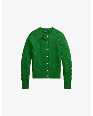 Polo Ralph Lauren Logo-Embroidered Long-Sleeve Cotton Cardigan - Green