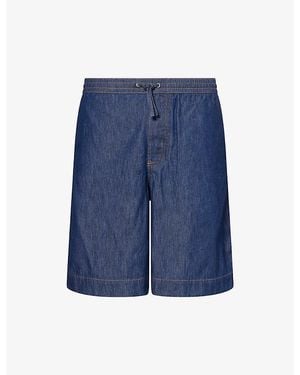 Loewe Anagram-Embroidered Denim Shorts - Blue
