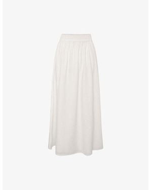 OMNES Jolie Smocked-Waistband Cotton Midi Skirt - White