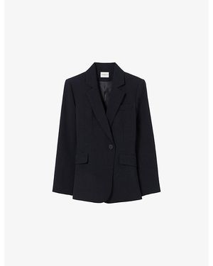 Claudie Pierlot Tailored Lapel-Collar Woven Blazer - Blue