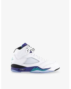 Nike Air 5 Retro Leather And Woven High-Top Trainers - White