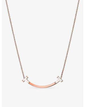 Tiffany & Co. Tiffany T Smile Medium 18Ct Rose- And Mother-Of-Pearl Pendant Necklace - Metallic