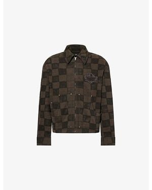 Amiri Chequered Logo-Patch Cotton Work Jacket - Black