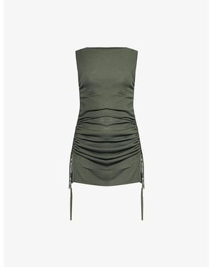 Sir. The Label Yolanda Ruched Knitted Mini Dress - Green