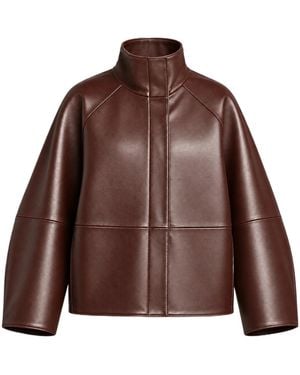 Soeur Long-Sleeved Leather Jacket - Brown