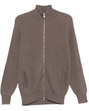 Brunello Cucinelli Zip Ribbed Cardigan - Grey