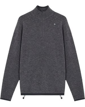 Stone Island Loose-Fit Half-Zip Jumper With Drawcord Hem - Grey