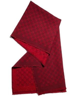 Gucci Gg Jacquard Scarf - Red