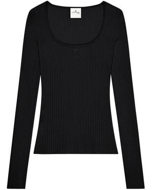 Courreges Heritage Rib Knit Top - Black